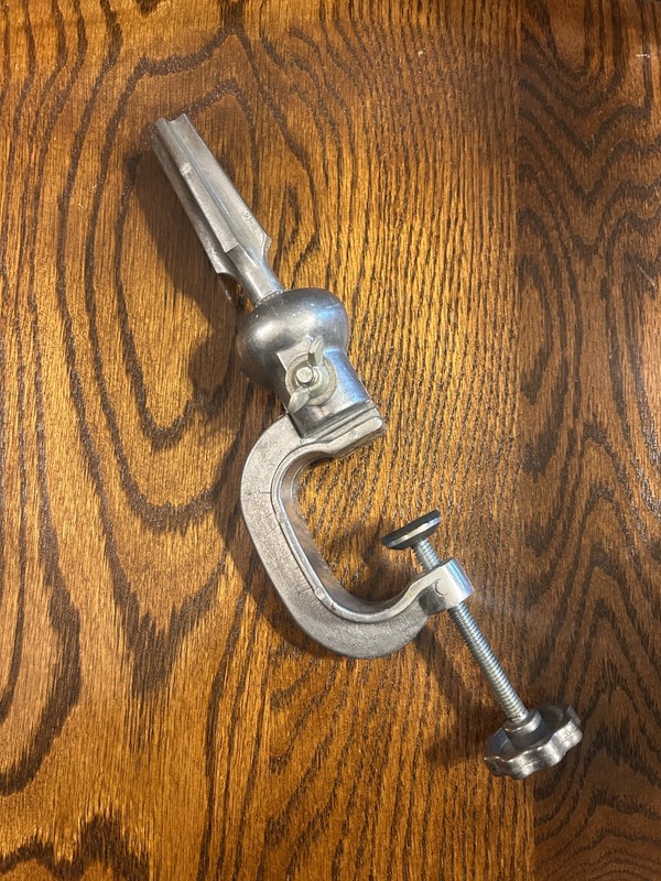 Vintage Japan Cast Aluminum Swivel Mannequin Head Holder w/table/shelf Clamp