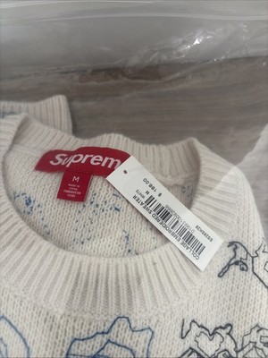 Supreme SS26 Collage Embroidered Pullover Sweater White Size M
