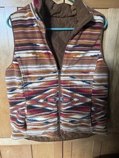 Ariat Vest Reversible Women  s Size M Brown/aztec Print Fleece Full Zip