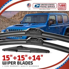 15''/15''/14'' NEW Front&Rear Windshield Wiper Blades For Jeep Wrangler 2000-22