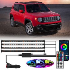 4x Rgb Car Interior Floor 72 Led Light Strip Bluetooth App For Jeep Renegade Suv