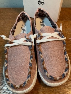 Gypsy Jazz Ren Shoe Hand-beaded  in Desert Rose Size 9 Artist Handmade Bead New