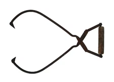 Antique Ice Block Tongs With Wooden Handle Primitive Advertising