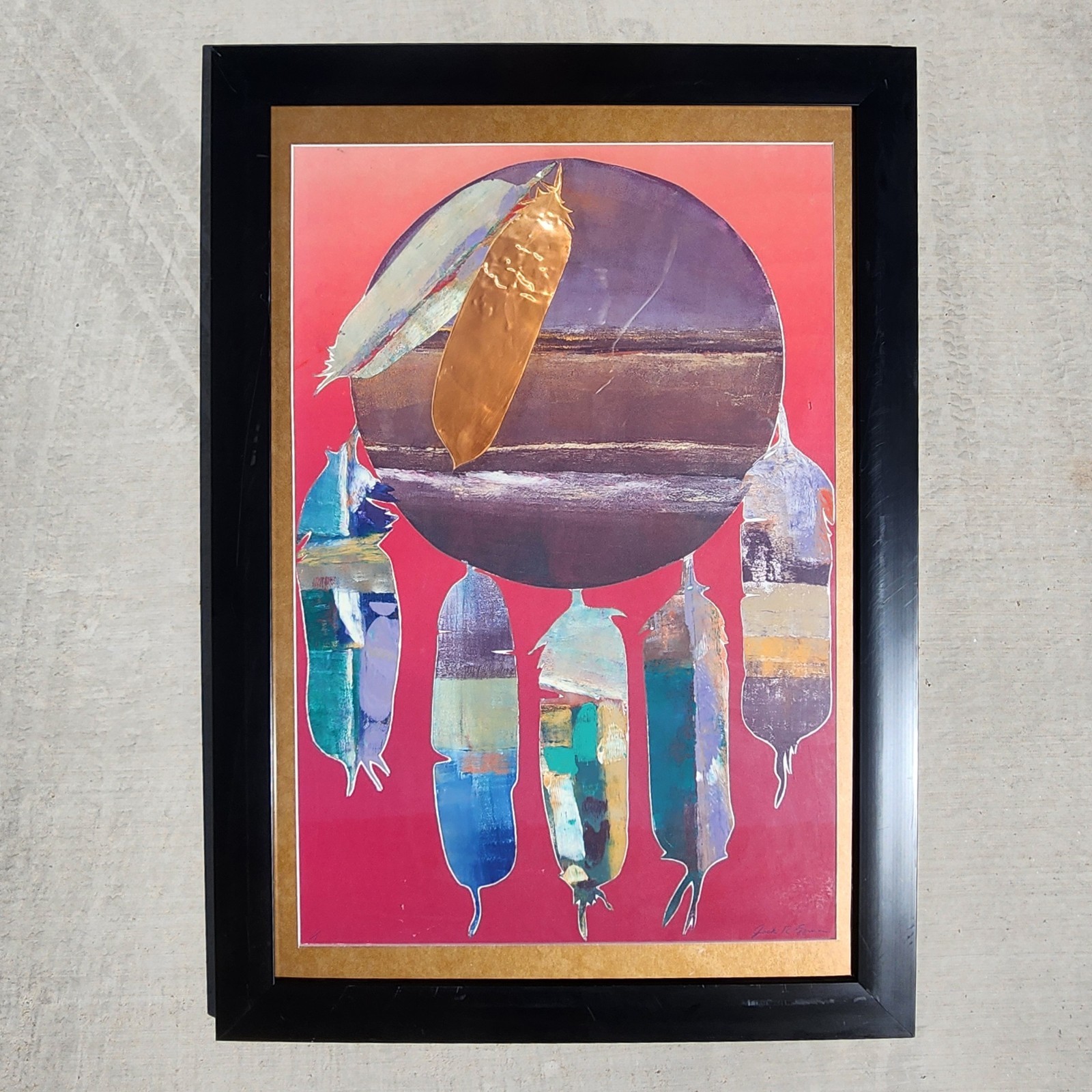 Jack Eggman Original Monotype Print Abstract Southwest Desert Art Signed Framed