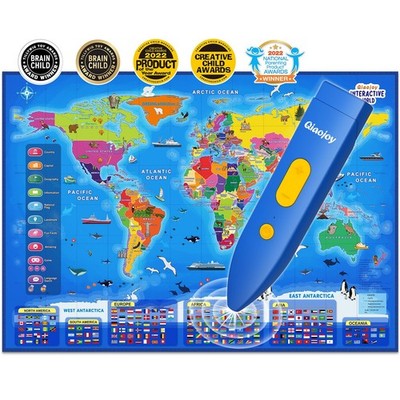 Bilingual Interactive World Map for Kids Learning and Educational Toys, Talki...