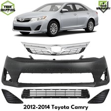 Front Bumper Cover Paintable Grille Assembly Kit For 2012-2014 Toyota Camry