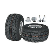 2pcs Front 10x4.50-5 Go Kart Tires Rims Aluminum Hubs 3 Holes 32mm Tubeless