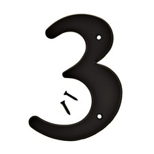 1 Piece 30203 6" High Black Plastic House Number 3 with Mounting Nails