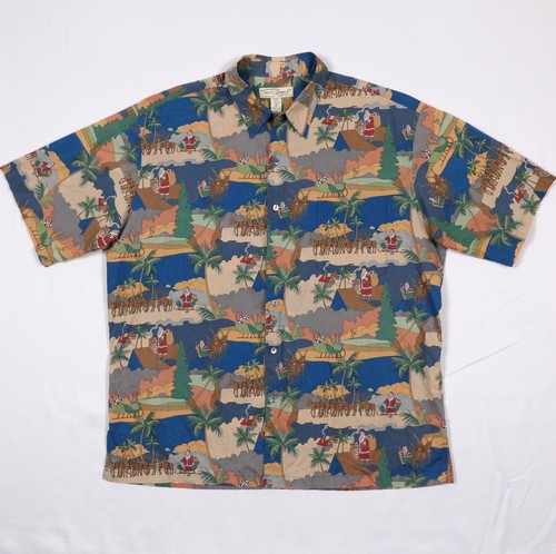 MINT! Tori Richard Hawaii Santa Claus & Reindeer Hawaiian Shirt Men's XL Cotton - Picture 2 of 10