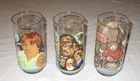 3 Vintage Star Wars Glasses 1977 Burger King Coca Cola Luke Skywalker Chewbacca