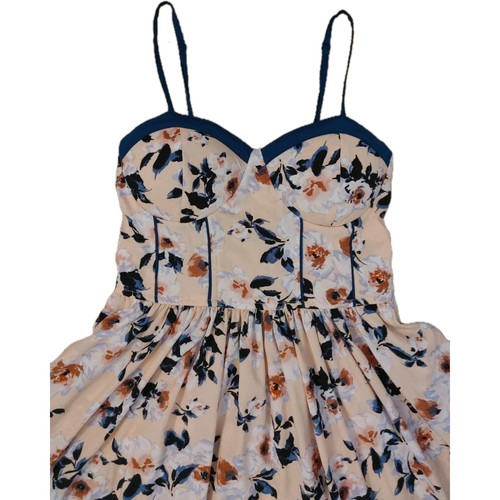 Band of Gypsies Dress Sm Pink Floral Print Padded Bra Smocked Fit & Flare Short - Imagen 3 de 6
