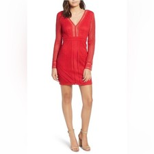 Astr The Label Mesh Body-Con Red Dress women’s size medium