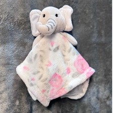 Le Bebe Favorite Elephant Baby Security Blanket Lovey Pink Floral Gray READ