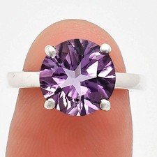 African Amethyst Fancy Cut 925 Sterling Silver Ring Size 7