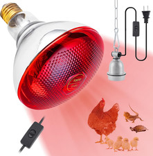 Heat Lamp Bulb for Chickens, Red Heat Lamp Infrared Light Bulb with Power Cord H
