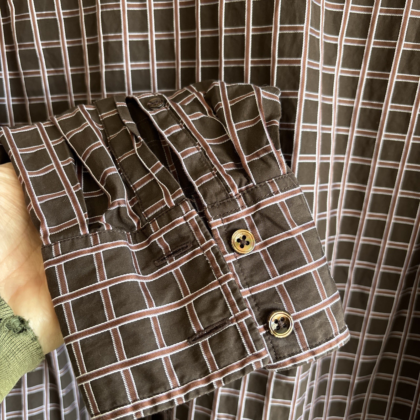 Facconable MultiColor Grid Pattern Button Down 10… - image 8