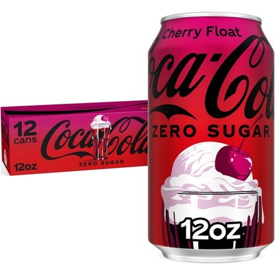 CocaCola Zero Sugar Cherry Float Soda Soft Drink Cans, 12 fl oz, 12 Pack