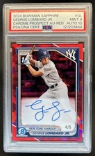 2024 Bowman Sapphire George Lombard Jr. Chrome Auto Refractor Red #/5 PSA 9 10