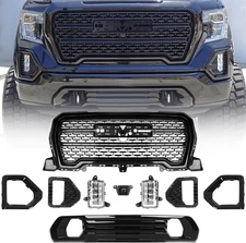 Grille Set 9Pcs Compatible with GMC Sierra 1500 At4/Denali 2019-2022 Front Upper