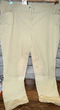HADLEY BY SMARTPAK TAN SUEDE KNEE PATCH RIDING BREECHES 44R : Inseam 24”