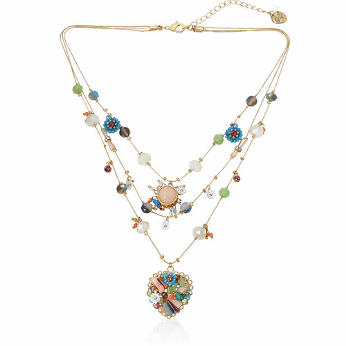 Layered Boho Necklace Women Multicolor Charm Pendant Statement Fashion Jewelry