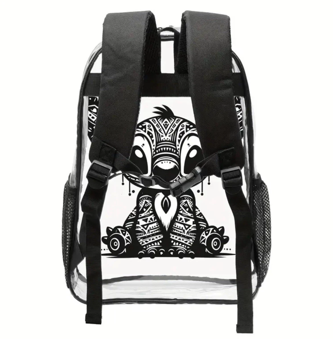 Clear Transparent Stitch Black & White Backpack