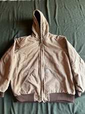 Carhartt J140 BRN Sz XL Tall Brown Canvas Duck Jacket USA Made Quilt Lined
