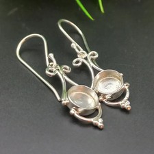925 Sterling Silver 6mm Bezel Cup Earring Setting DIY Jewelry Supplies