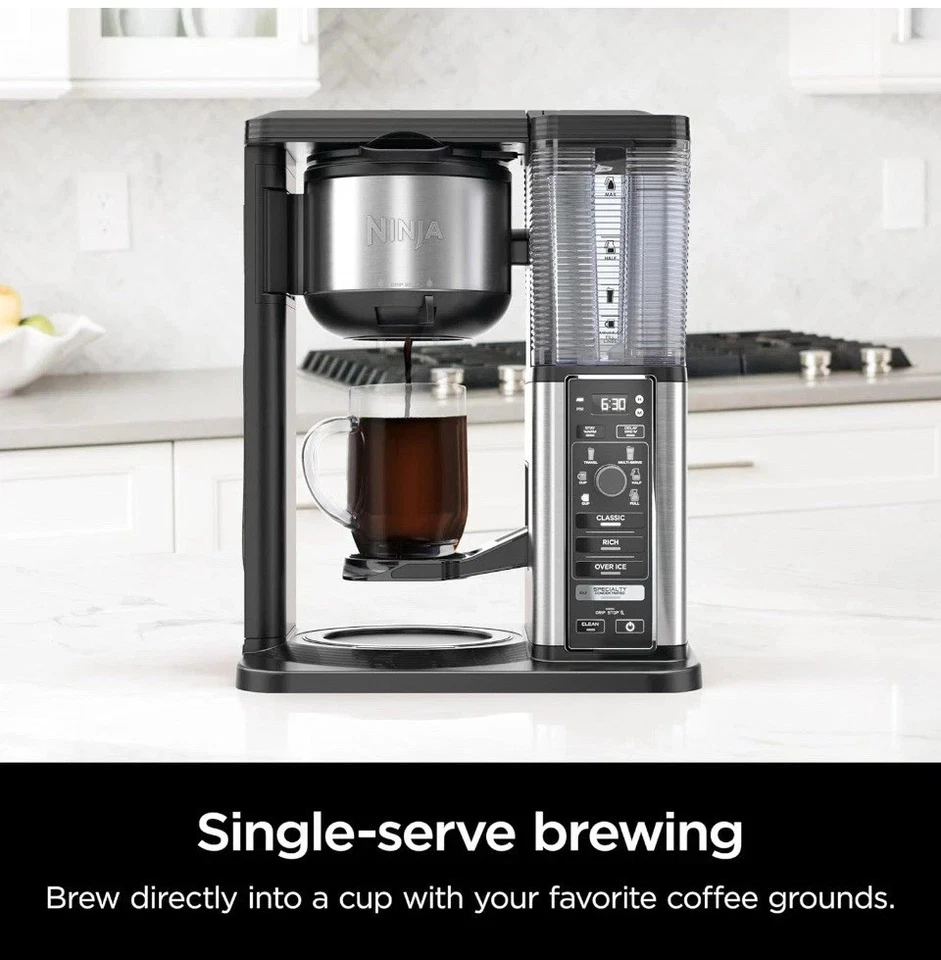 Ninja Specialty Coffee Maker Fold-Away Frother Glass Carafe 10-Cup Ground Coffee - Image 3 of 4