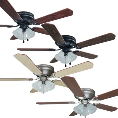 52 Inch Flush Mount Hugger Ceiling Fan W Light Kit Oil