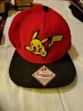 Original Snapback Pokemon PIKACHU Baseball Cap Hat w/ Sticker
