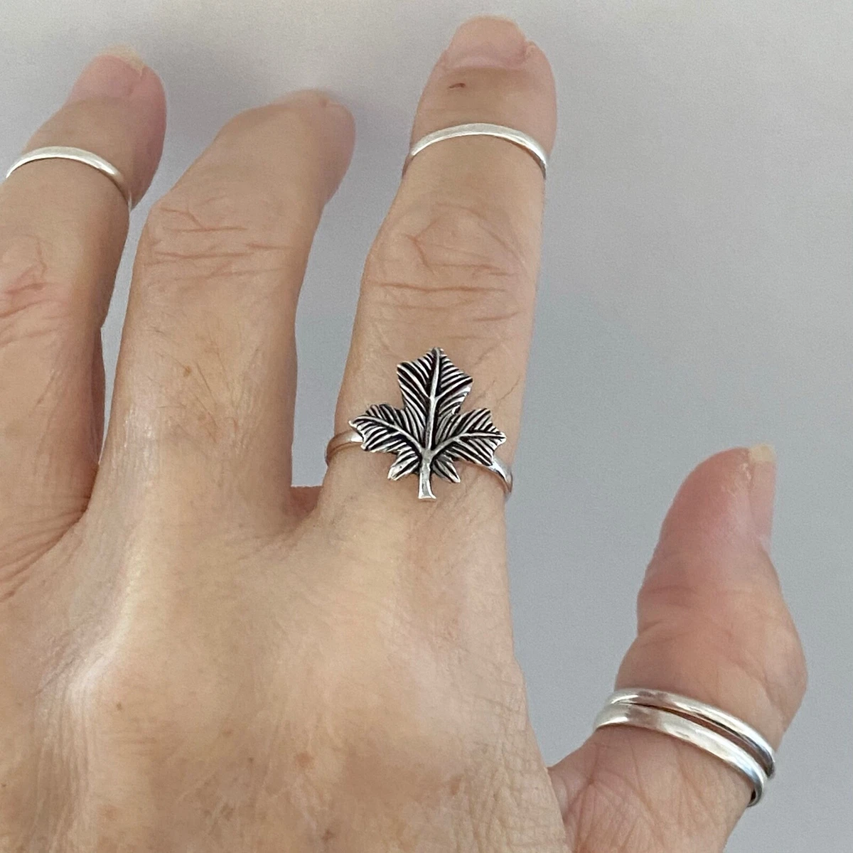 Sterling Silver Canada Maple Leaf Ring Canadian Ring Tree Ring