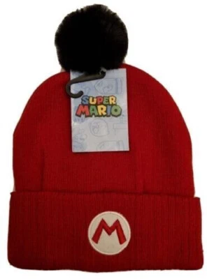 OFFICIAL SUPER MARIO LOGO RED AND BLACK BEANIE BRAND NEW - Image 1 of 3