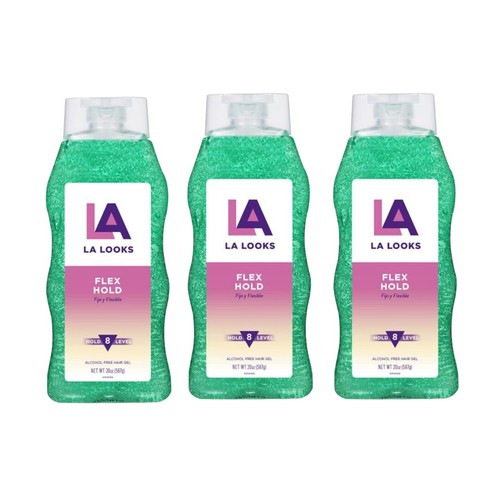 3 LA Looks Flex Hold Hair Gel Level 8 Green 20 oz Each New 41670132103