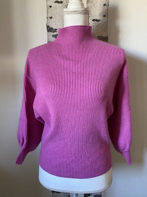 Few Moda New York Pink Balloon Sleeve Wool Blend Mock Neck Sweater S