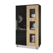 Vitrine Standvitrine Kommode Hochschrank Denjo in Schwarz matt