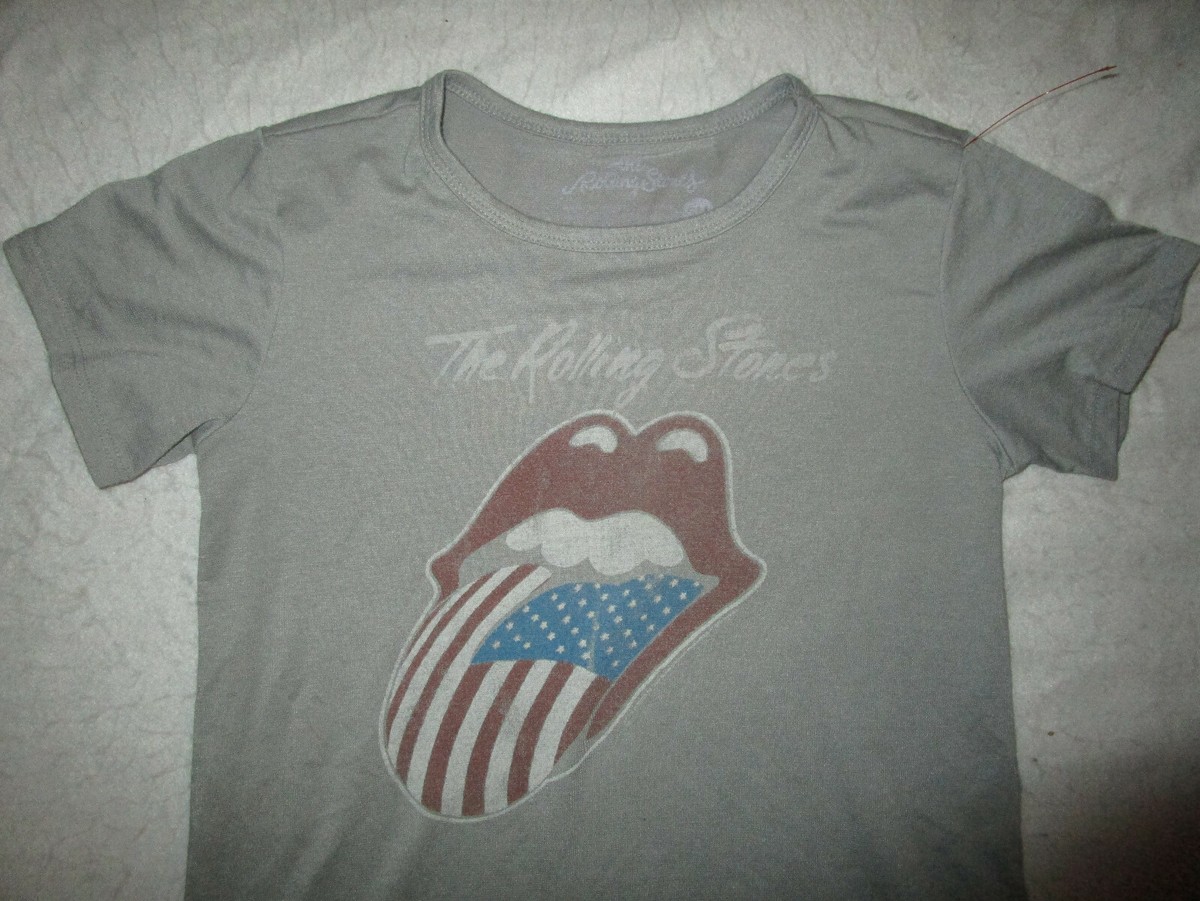 THE ROLLING STONES WOMEN'S SHIRT T-SHIRT GRAY SMALL USED POLYESTER