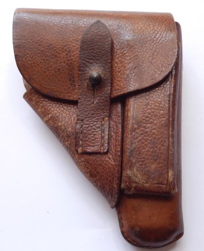 PISTOL HOLSTER MAUSER HSc GERMAN BROWN SOFT LEATHER WW2 ERA - Picture 1 of 6