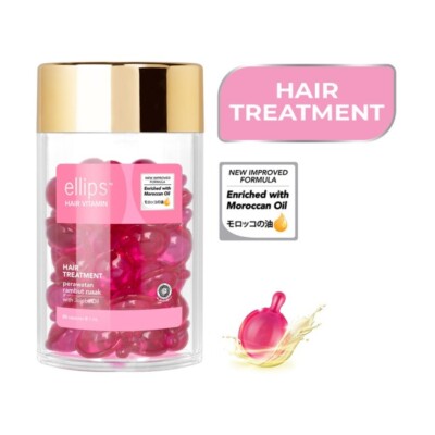 ELLIPS Hair Vitamin Moroccan Oil Hair Treatment (JAR/50 Caps @1ml) US Free Tax