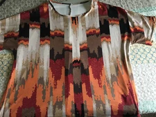 Shein Blouse Top Women's Sz. 5XL Plus Short Sleeve Printed Multi Color EUC