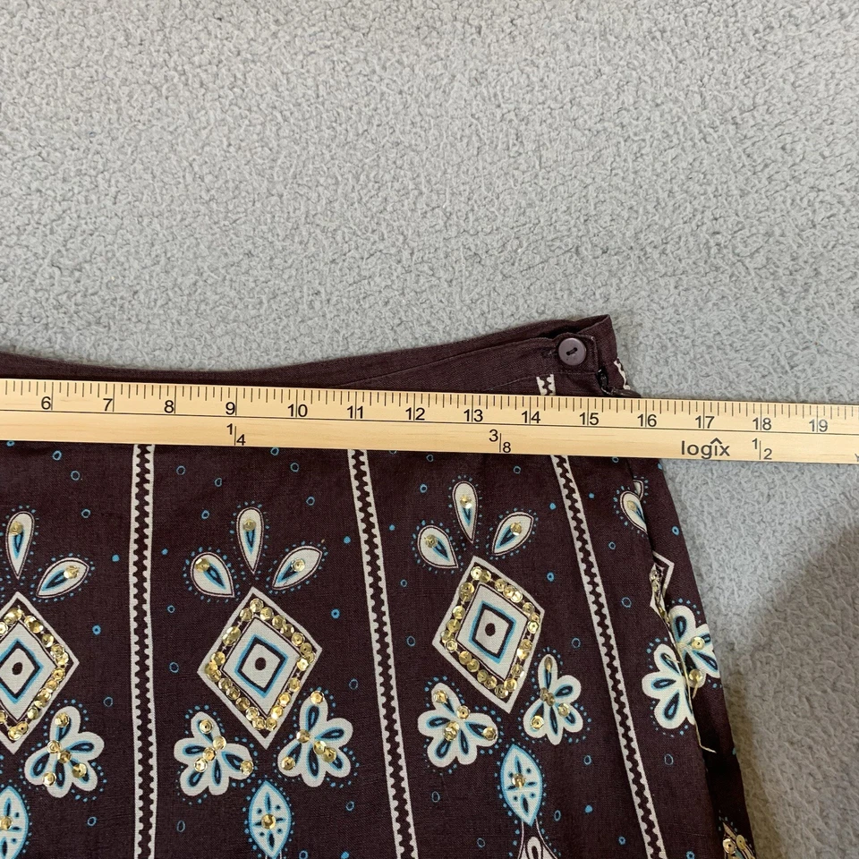 Falda Carole Little MIDI Mujer 8 Marrón Delicada Verano Playa Costera Y2K #171 Foto 3 de 4