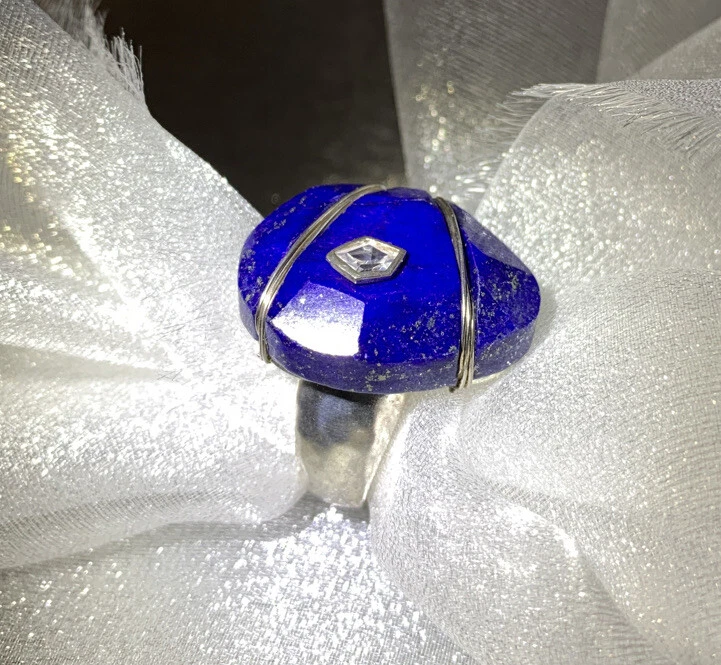 Silpada RING Sterling Silver Midnight Star R2866 Blue Lapis & CZ Ring Size 7 - Изображение 2 из 4