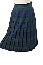 Vintage Women's Wool Plaid pleated Skirt Archie Brown  Son Made In UK 8
