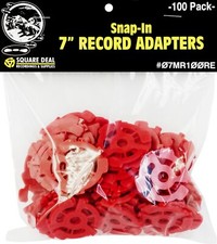 100 Flat Red Adapters / Inserts for 7" 45rpm Vinyl Records 45s EP Single