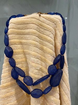 VINTAGE 24'' HIGH END *RARE* AMAZINGLY GORGEOUS BLUE CHUNKY 2 ROW LUCITE NECKLACE