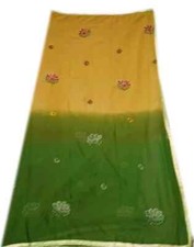 Green Vintage Dupatta Georgette Embroidered Long Stole Wrap scarf Hijab