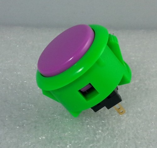 Japan Sanwa Mix Buttons Green Violet x 6 pcs Video Game Arcade Parts OBSF-30 - 第 3/5 張圖片