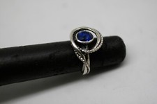 PZ 925 Israel Sterling Silver Ring w Blue colored stone SIZE 5