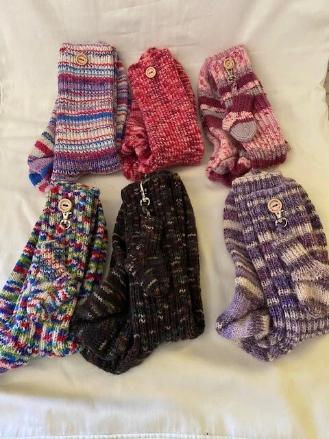 Hand knitted wool crew socks some with free mini sock keychain
