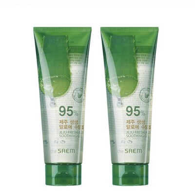 THE SAEM JEJU FRESH ALOE SOOTHING GEL 95% 250ml x 2ea No Tariffs In US K-Beauty